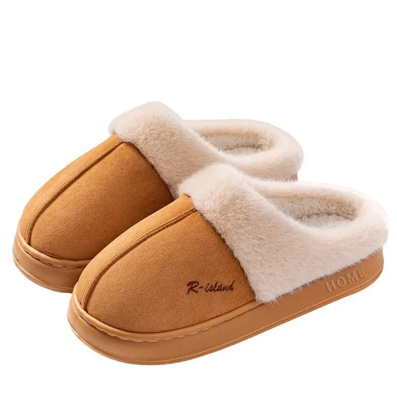 Suede Cotton Slippers for Women Autumn and Winter 2025 New Indoor Thick-Soled Non-Slip Home Household Woolen Cotton Slippers - Image 8