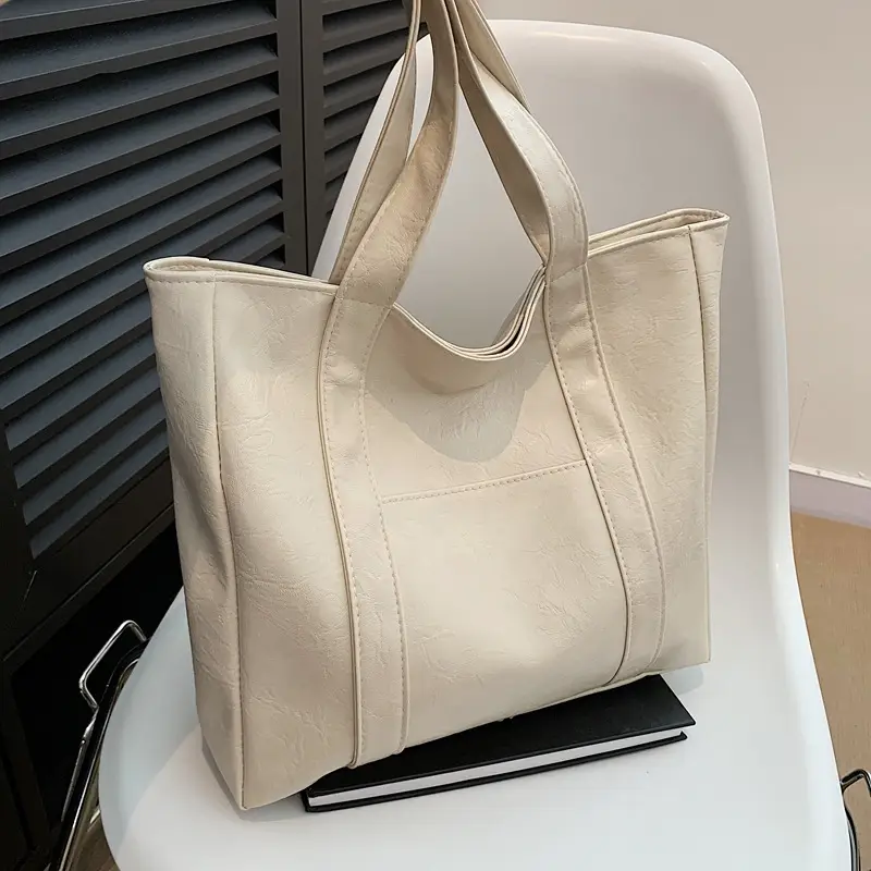 Korean Style Brown Leather Shoulder Bag Large Capacity - Image 9