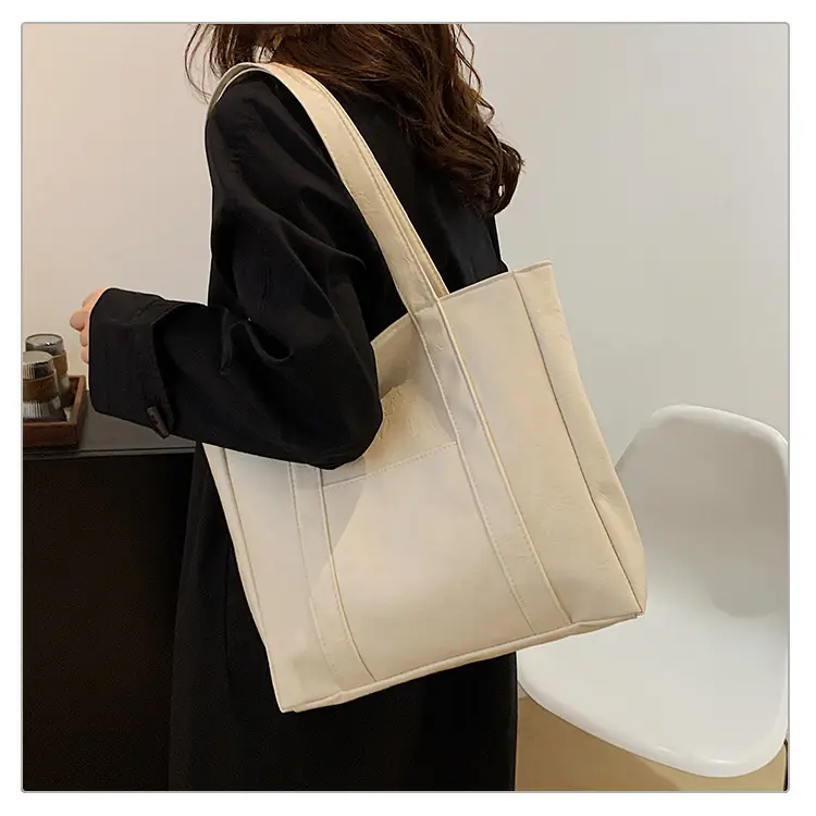 Korean Style Brown Leather Shoulder Bag Large Capacity — feature 29