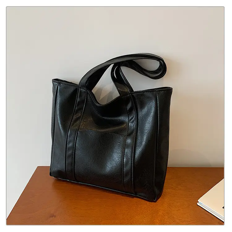 Korean Style Brown Leather Shoulder Bag Large Capacity — feature 35