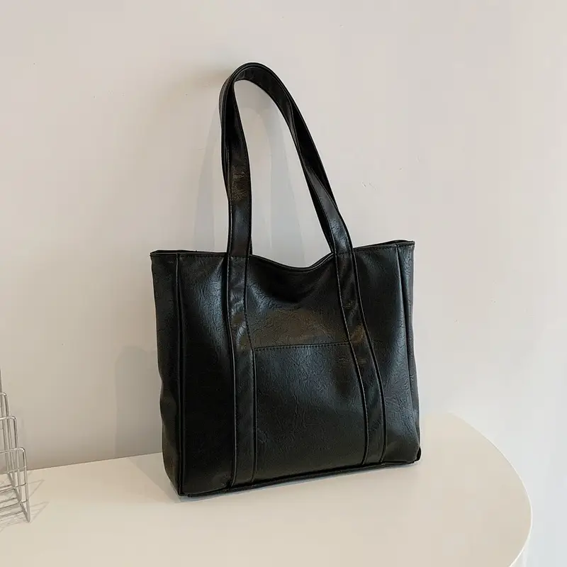 Korean Style Brown Leather Shoulder Bag Large Capacity - Image 2