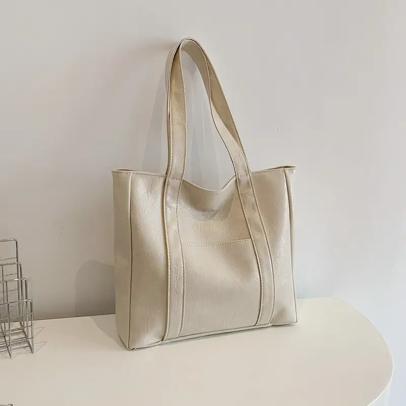 Korean Style Brown Leather Shoulder Bag Large Capacity - Image 4