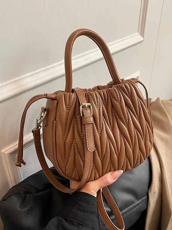 Cross-Border Women's Quilted Bucket Bag 2026 Winter