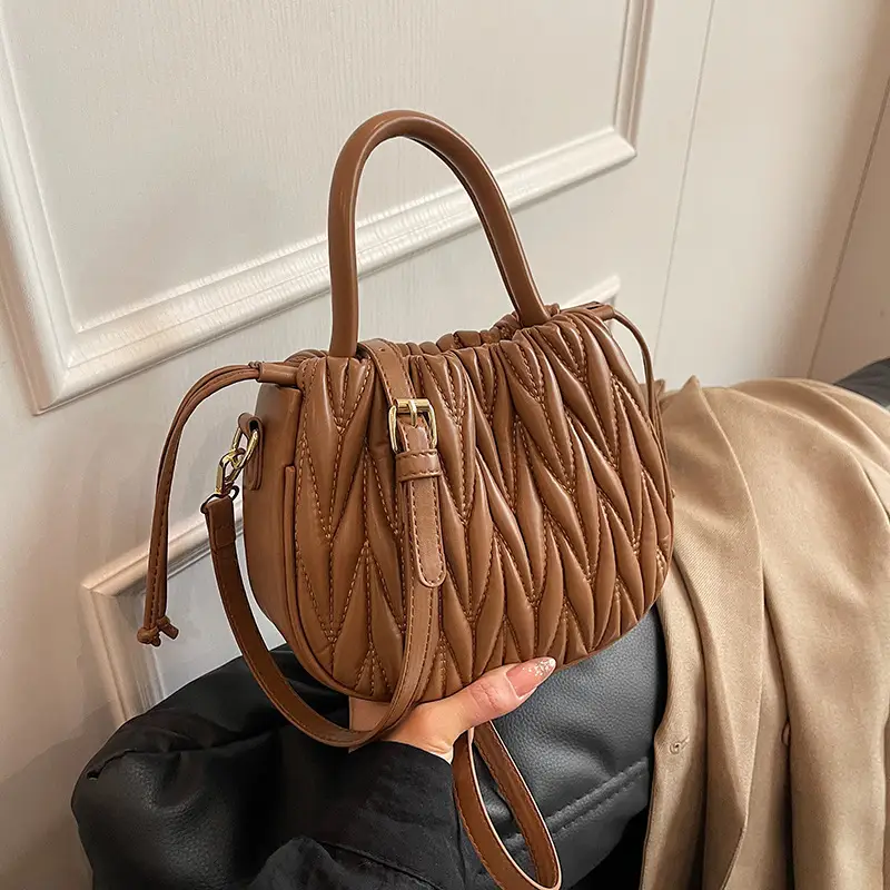 Cross-Border Women's Quilted Bucket Bag 2026 Winter