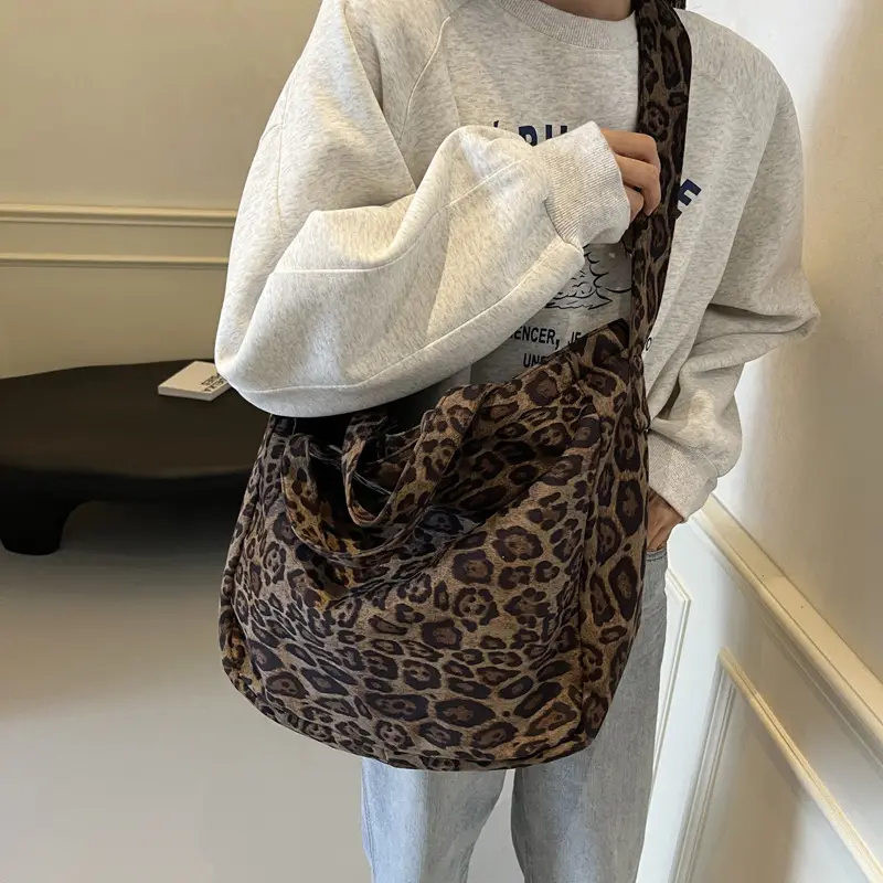 Leopard Print Satchel Bag for Women Large Capacity
