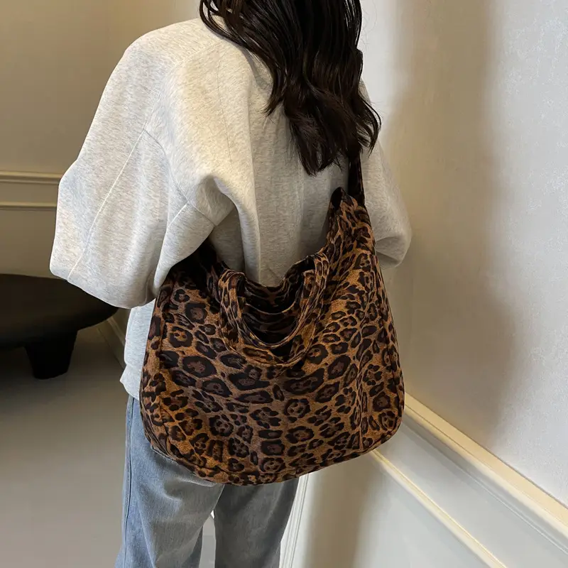 Leopard Print Satchel Bag for Women Large Capacity