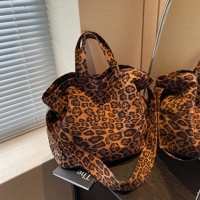 Leopard Print Satchel Bag for Women Large Capacity