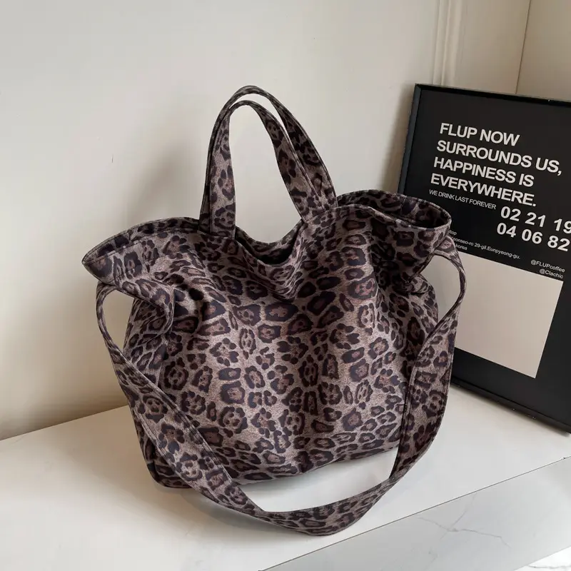 Leopard Print Satchel Bag for Women Large Capacity
