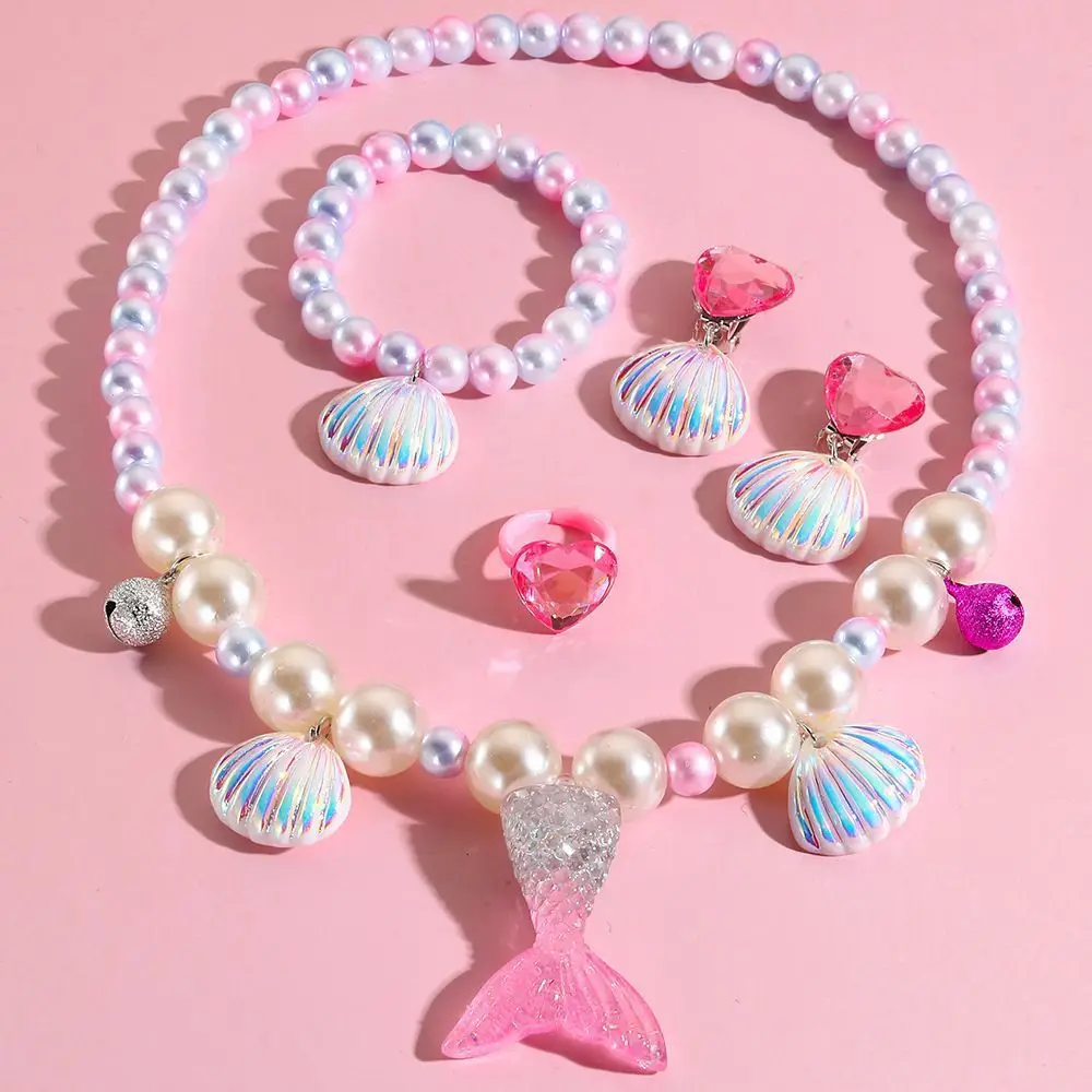 Children's Princess Jewelry Set with Mermaid Tail & Necklace
