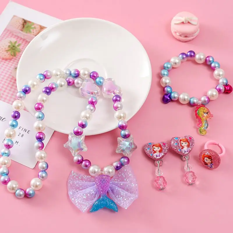 Children's Princess Jewelry Set with Mermaid Tail & Necklace