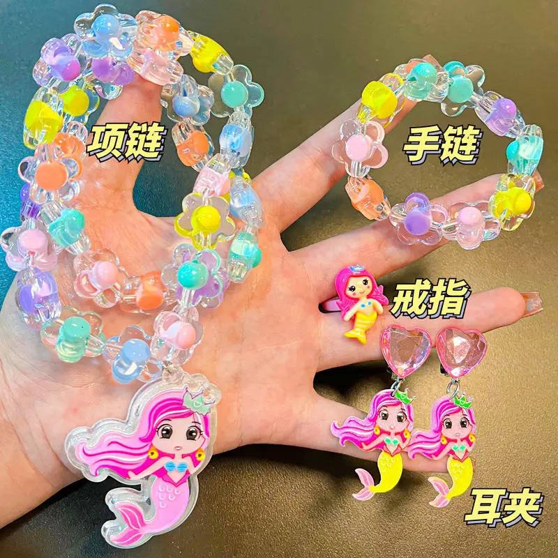 Children's Princess Jewelry Set with Mermaid Tail & Necklace
