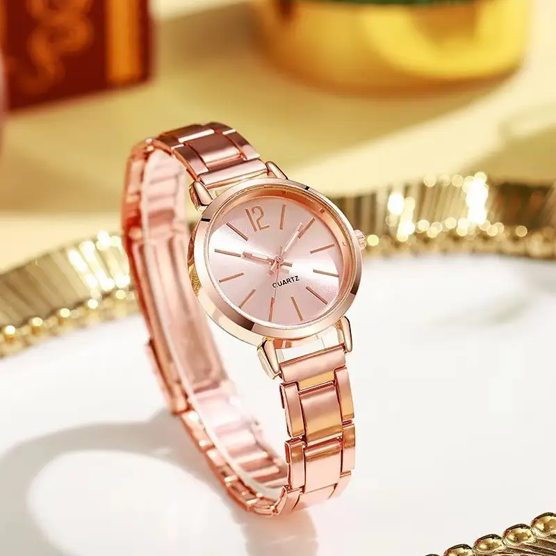 Foreign Trade Explosions Bracelet Watch Fashion Thin Narrow Strap Golden Steel Quartz Watch Women's Student Dial Fashion — feature 2