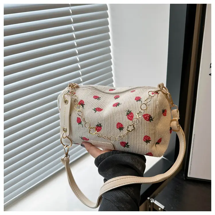 Pink Floral Corduroy Shoulder Crossbody Bag — feature 11