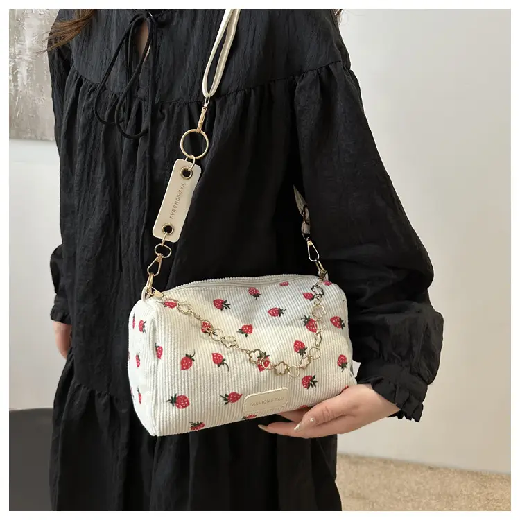 Pink Floral Corduroy Shoulder Crossbody Bag — feature 18