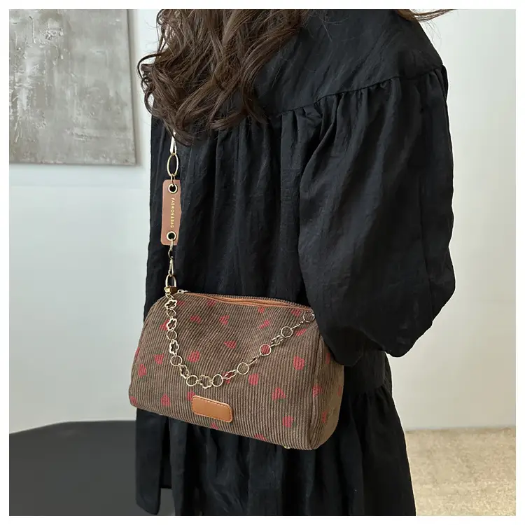 Pink Floral Corduroy Shoulder Crossbody Bag — feature 20