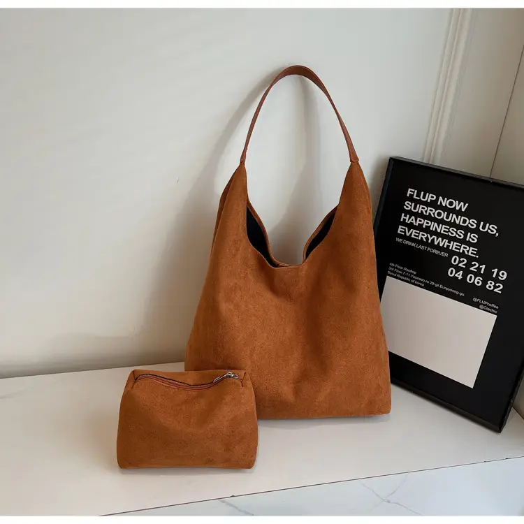 Women's Niche Suede Shoulder Bag Tan 2024