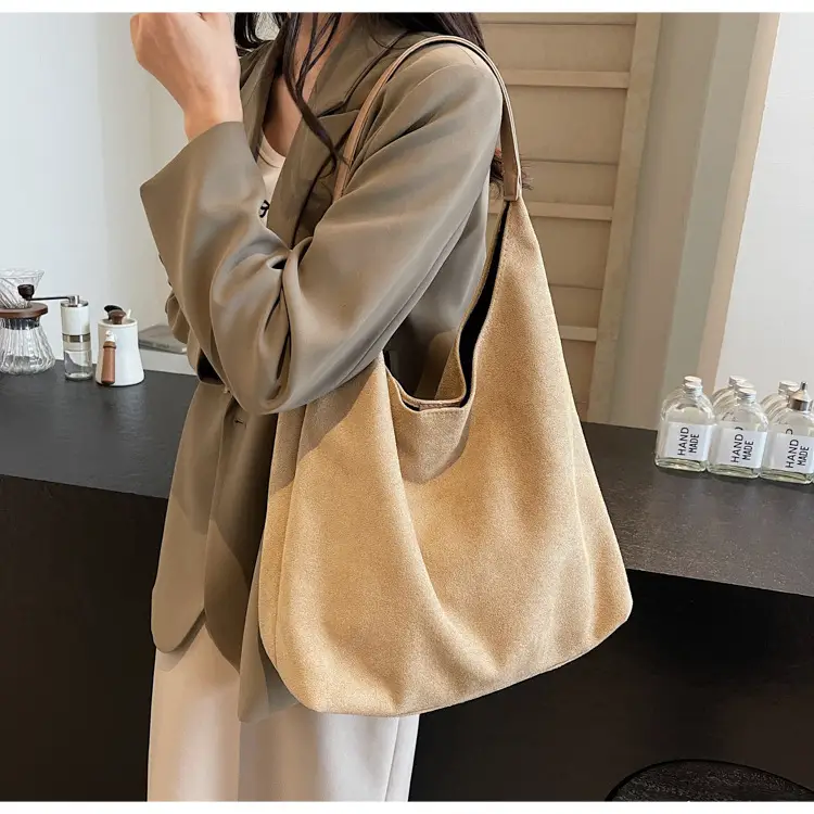 Women's Niche Suede Shoulder Bag Tan 2024 — feature 13