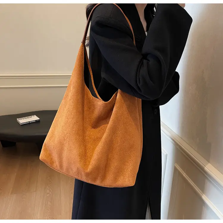 Women's Niche Suede Shoulder Bag Tan 2024 — feature 16