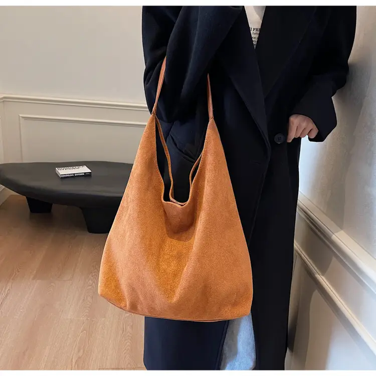 Women's Niche Suede Shoulder Bag Tan 2024 — feature 18