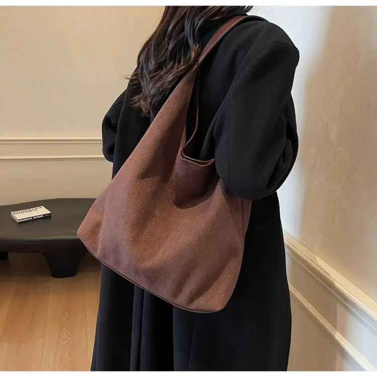 Women's Niche Suede Shoulder Bag Tan 2024 — feature 21