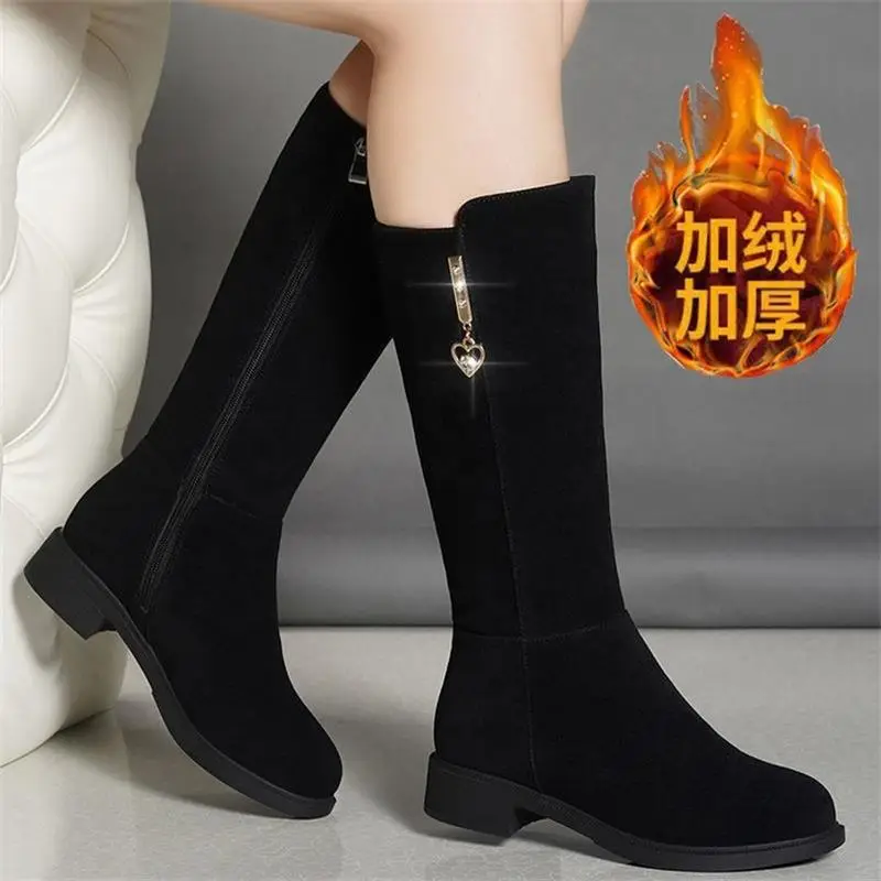 Women's Fleece Lined Mid-Heel Boots Black Warm Winter - Image 4