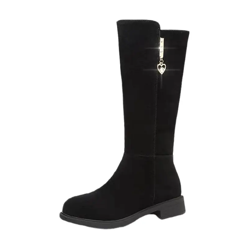 Women's Fleece Lined Mid-Heel Boots Black Warm Winter - Image 7