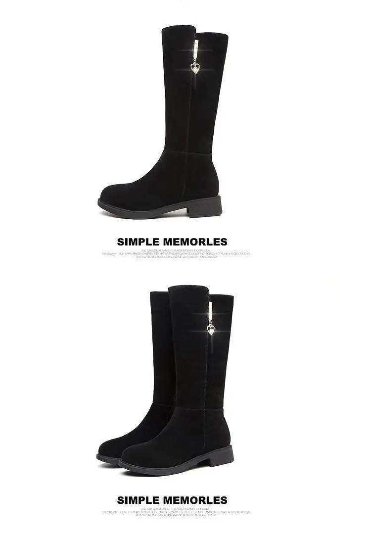 Women's Fleece Lined Mid-Heel Boots Black Warm Winter — feature 13
