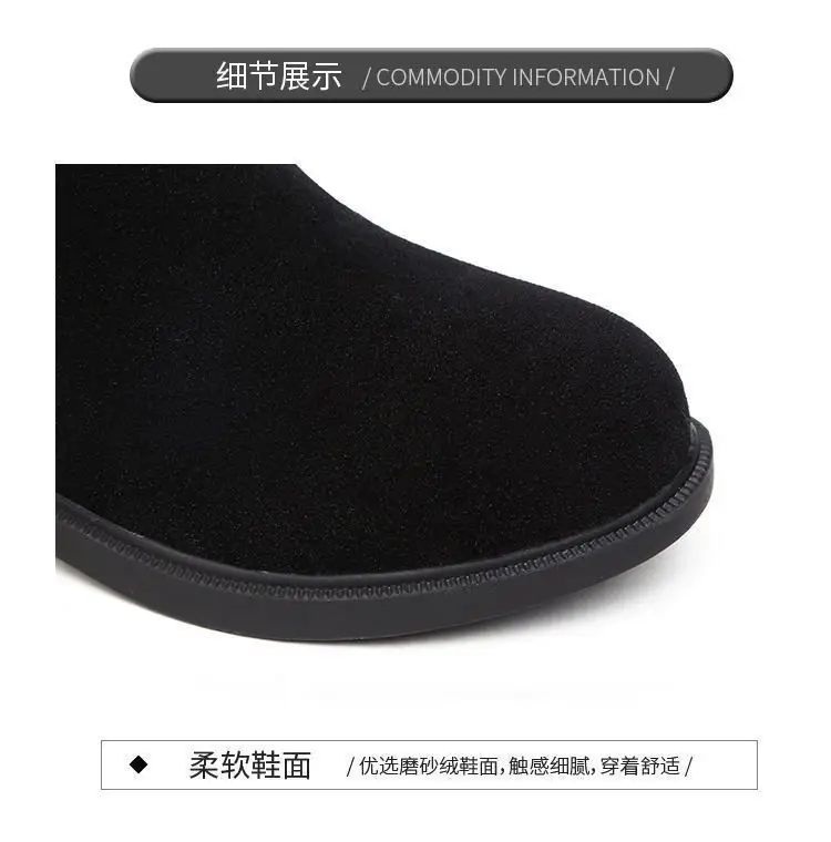 Women's Fleece Lined Mid-Heel Boots Black Warm Winter — feature 4