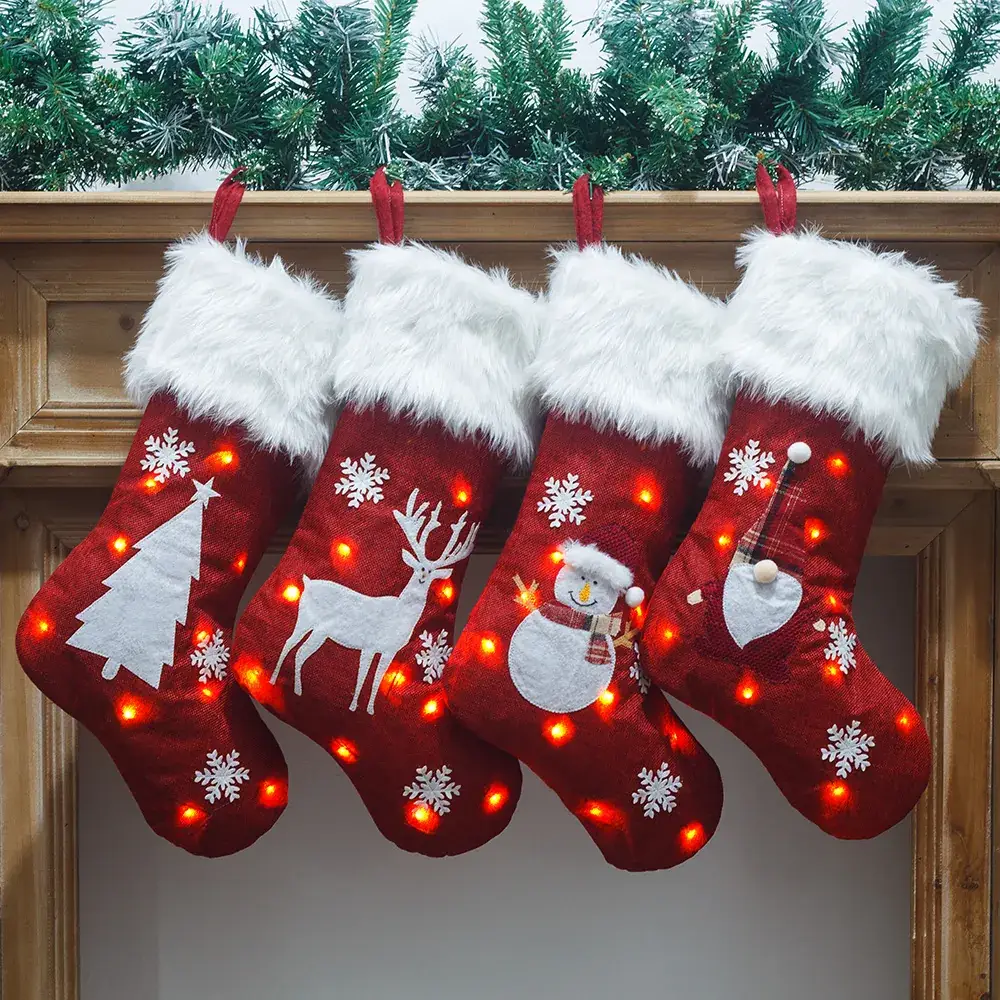 Red Christmas Stocket with Snowman Design 47cm - Image 6