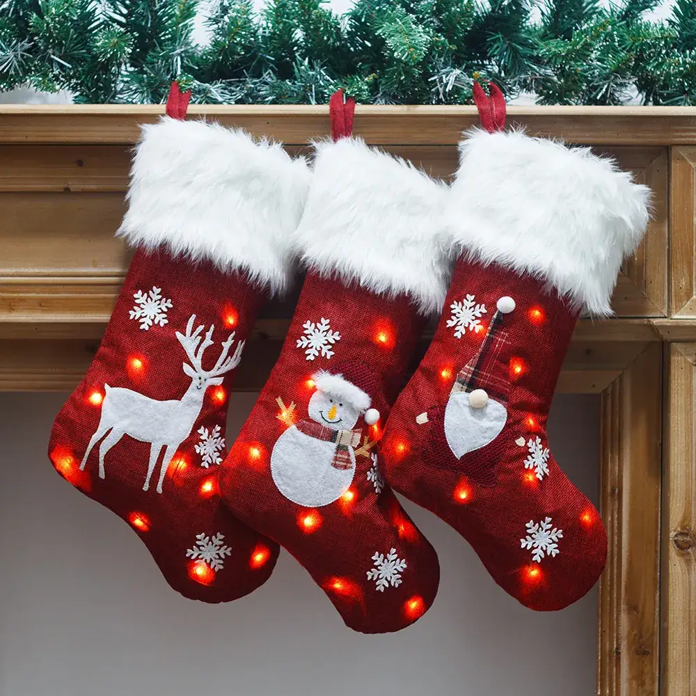 Red Christmas Stocket with Snowman Design 47cm - Image 7