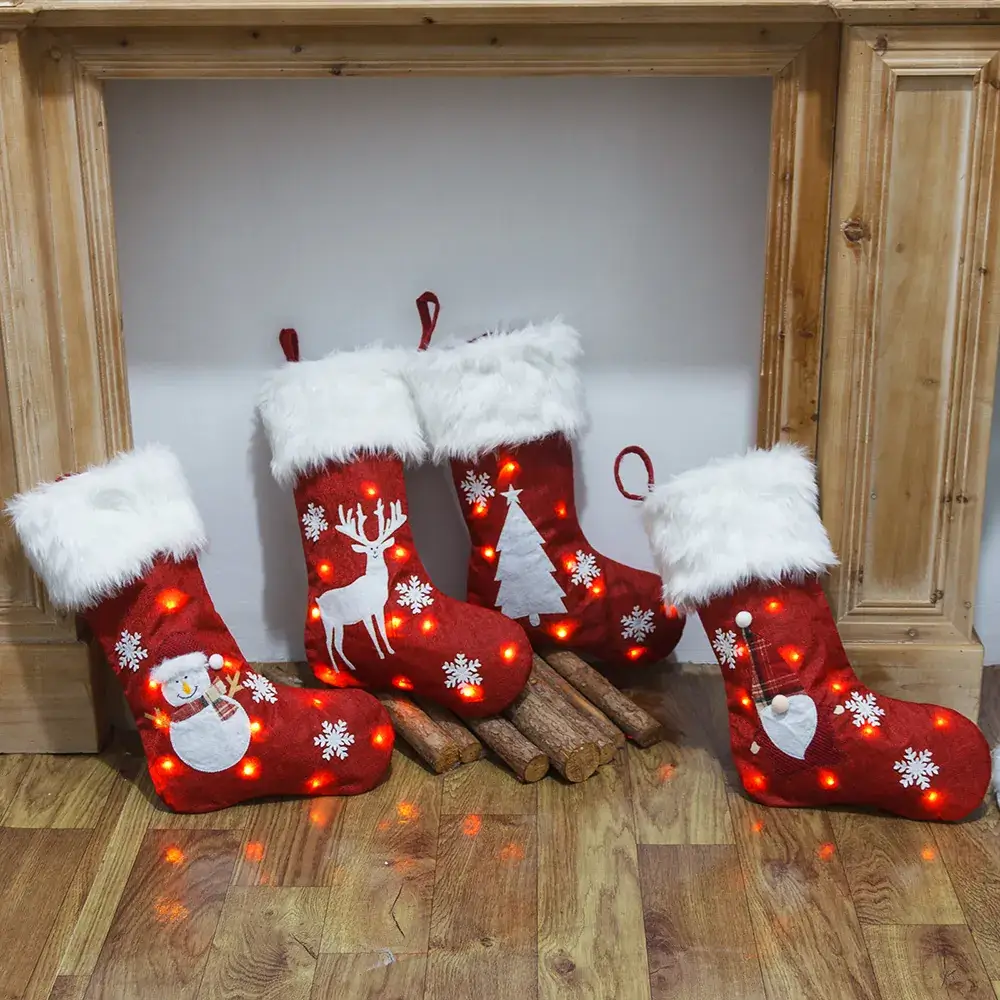 Red Christmas Stocket with Snowman Design 47cm - Image 8