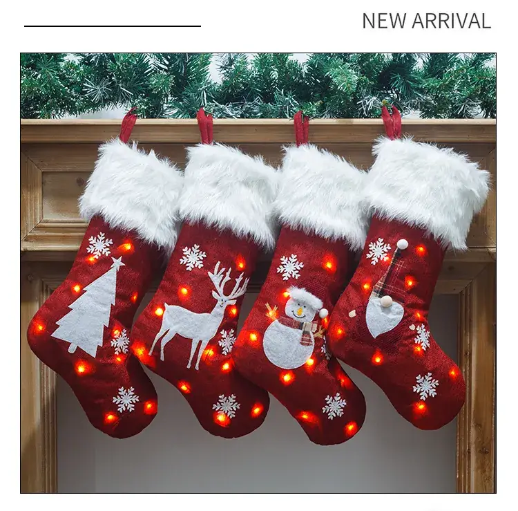 Red Christmas Stocket with Snowman Design 47cm — feature 10