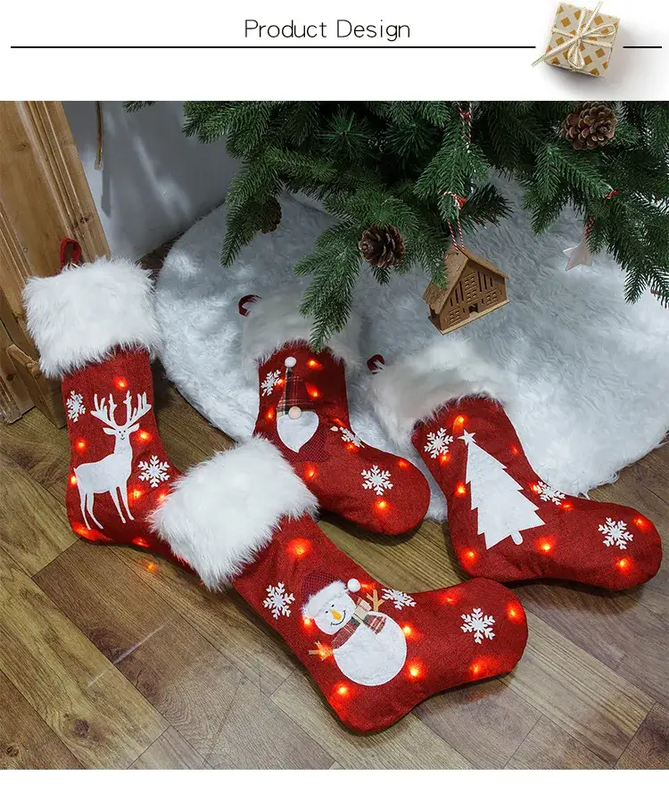 Red Christmas Stocket with Snowman Design 47cm — feature 11