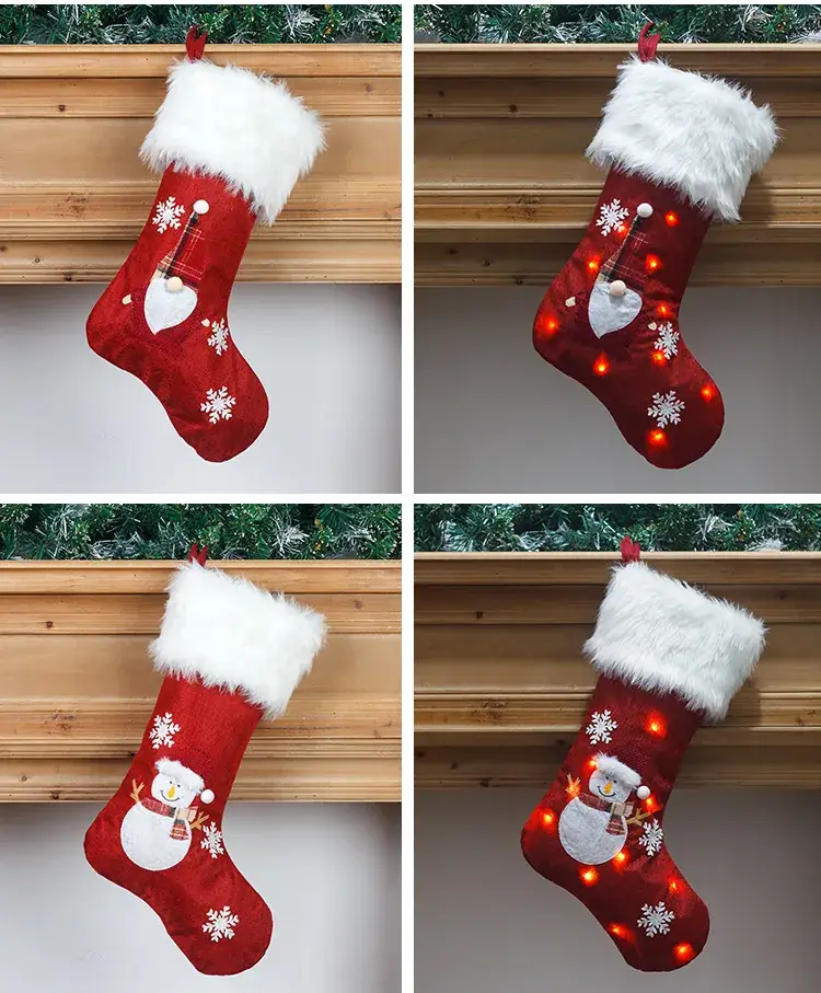 Red Christmas Stocket with Snowman Design 47cm — feature 12