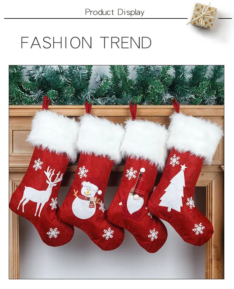 Red Christmas Stocket with Snowman Design 47cm — feature 9
