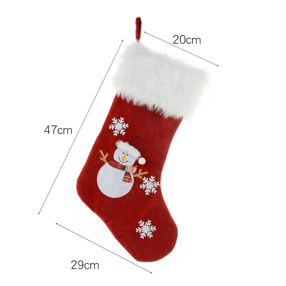Red Christmas Stocket with Snowman Design 47cm - Image 2
