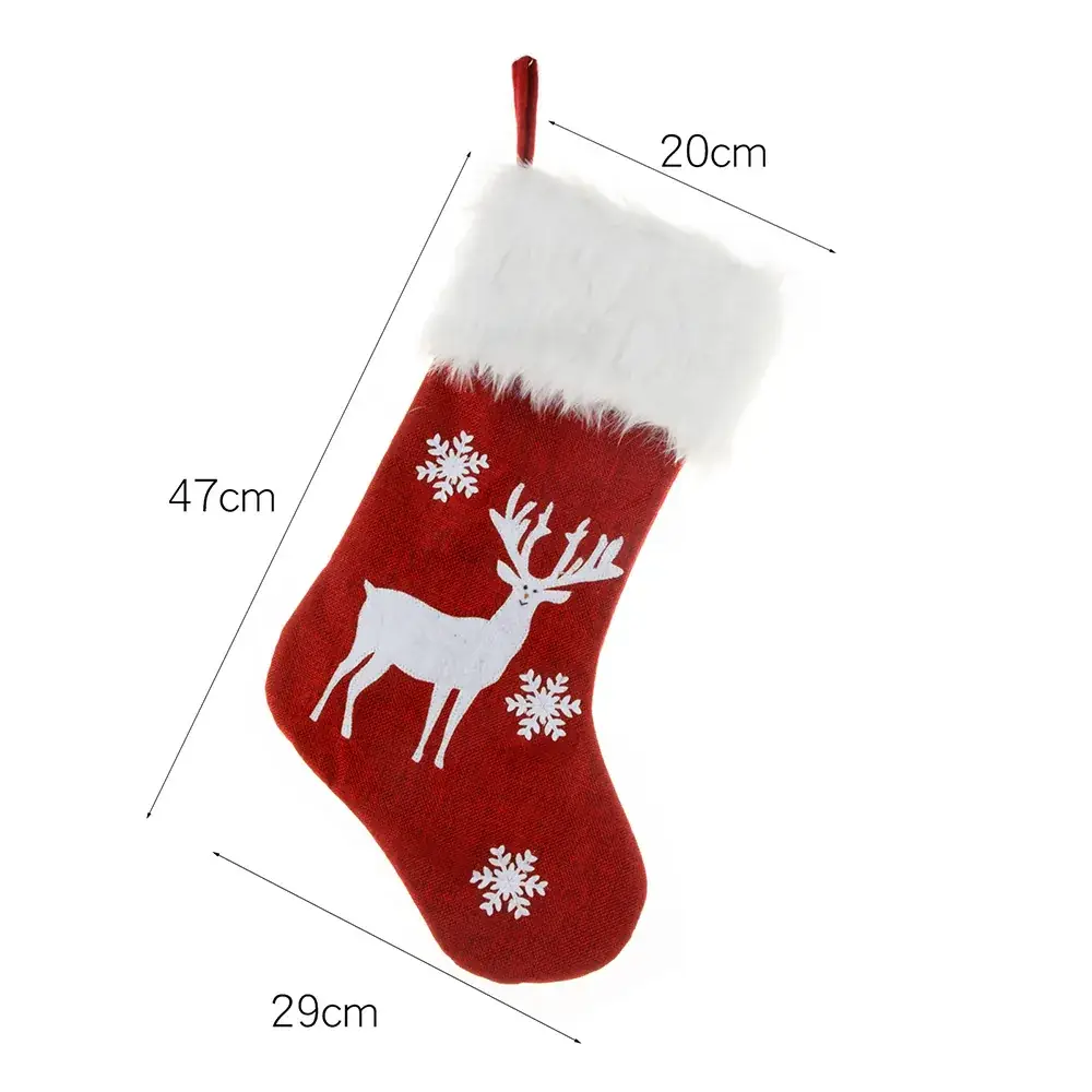 Red Christmas Stocket with Snowman Design 47cm - Image 3