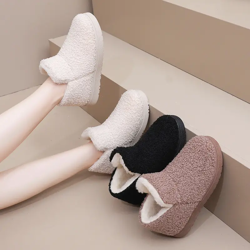 Snow Boots, New Winter Women's Cotton Shoes, Warm Boots for Outdoor Wear, Furry Shoes, One-Piece Drop Shipping, Soft Sole, Non-Slip, Slip-On - Image 4