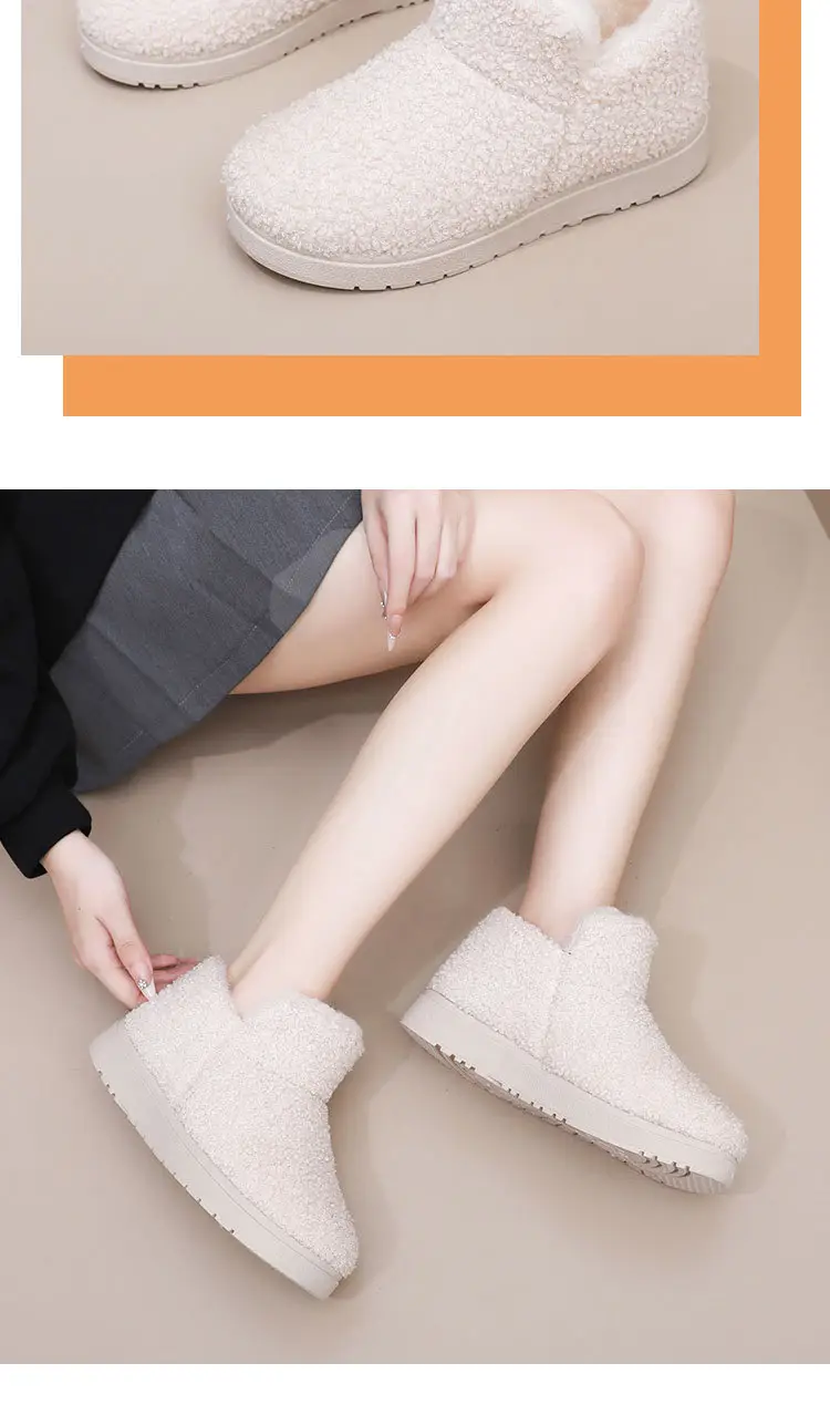 Snow Boots, New Winter Women's Cotton Shoes, Warm Boots for Outdoor Wear, Furry Shoes, One-Piece Drop Shipping, Soft Sole, Non-Slip, Slip-On — feature 15