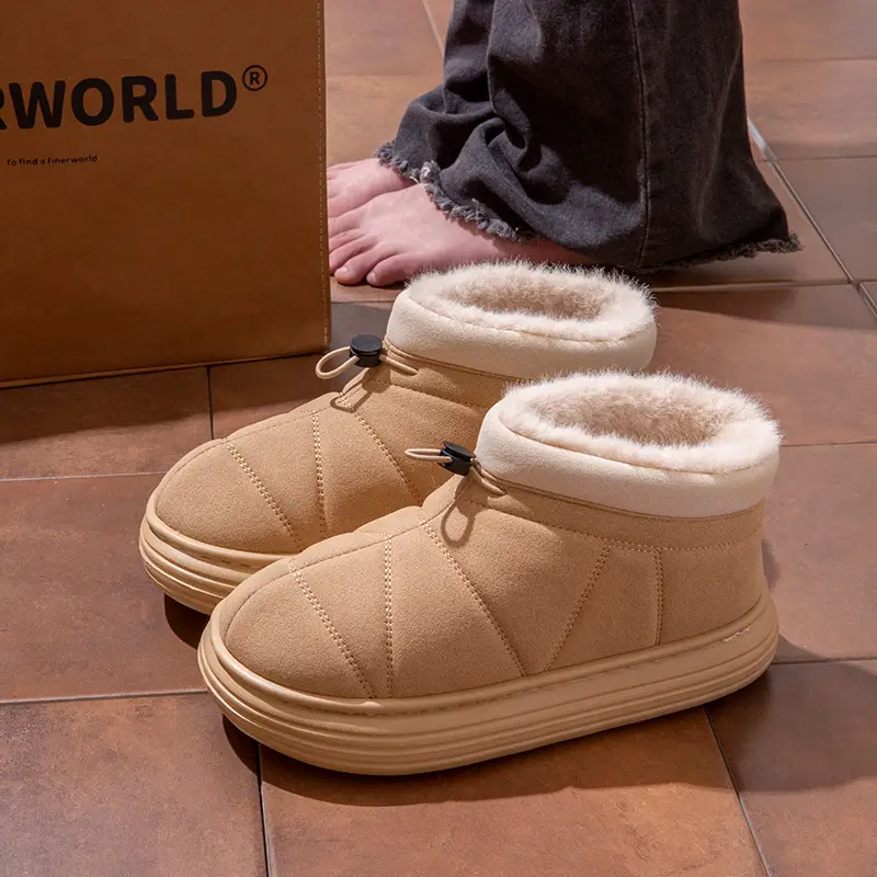 Nanbo Wan Cixi Cotton Shoes Women's All-match Outwear fleece-lined Thickened Winter Fashion Snow Boots Bow Lazy Cotton Shoes