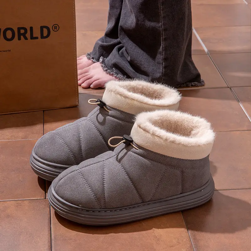 Nanbo Wan Cixi Cotton Shoes Women's All-match Outwear fleece-lined Thickened Winter Fashion Snow Boots Bow Lazy Cotton Shoes