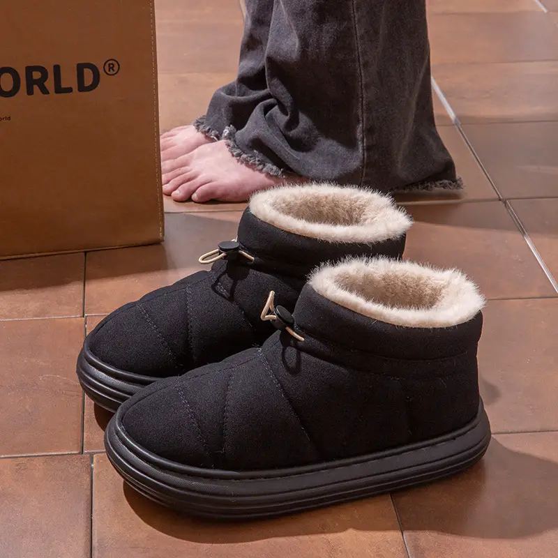 Nanbo Wan Cixi Cotton Shoes Women's All-match Outwear fleece-lined Thickened Winter Fashion Snow Boots Bow Lazy Cotton Shoes