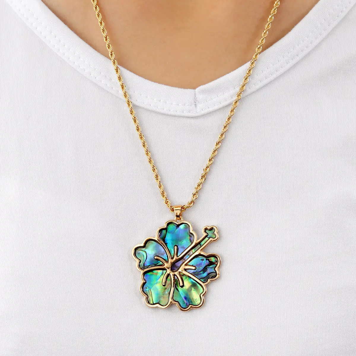 European American Cross Border Abalone Flower Necklace Women — feature 6