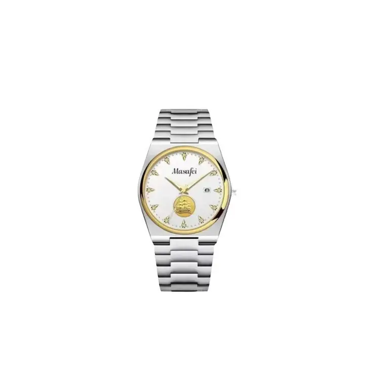 Swiss Men's Gold Ship Watch with Large Dial & Quartz Movement