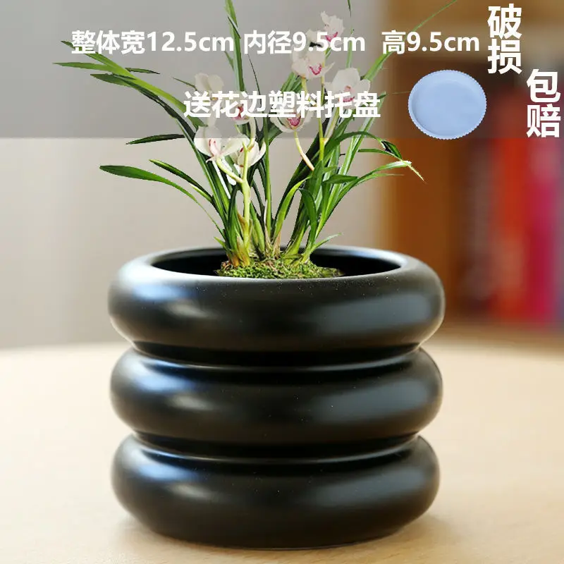 Ceramic Flower Pot Household Donut Potted Plant Exquisite White Ins Style Entry Luxury Creative Cream Style Phalaenopsis Special