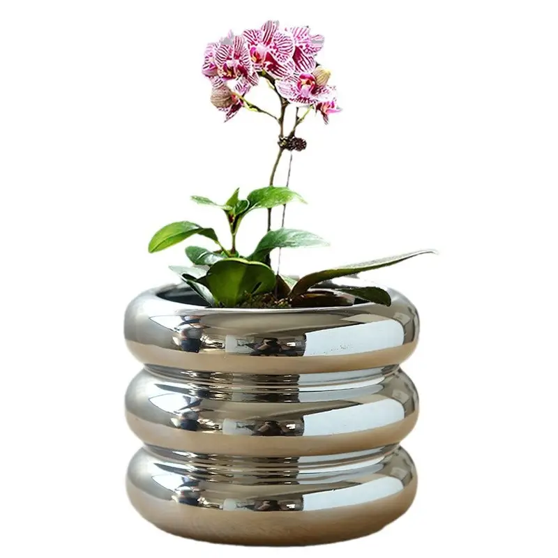Ceramic Flower Pot Household Donut Potted Plant Exquisite White Ins Style Entry Luxury Creative Cream Style Phalaenopsis Special