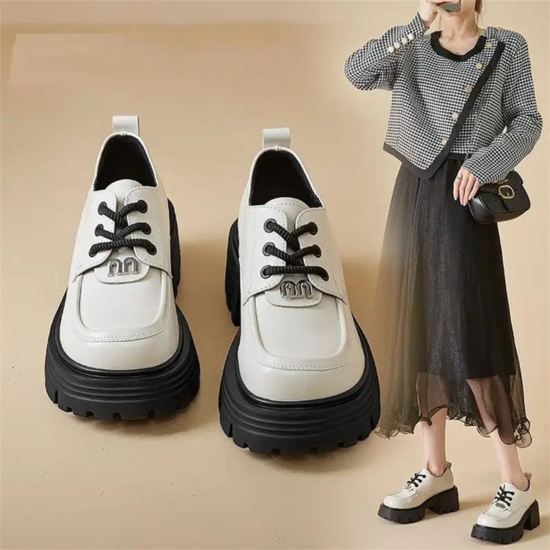 British Style Spring and Autumn Small Leather Shoes Women's 2024 New Black Thick-soled Loafers Soft Leather Lace-up All-match Single-layer Shoes - Image 6