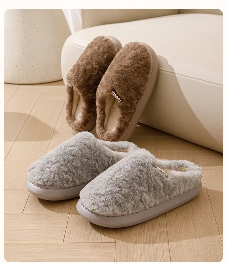 Winter Heart Slippers Velvet Warm Cotton Men's — feature 12