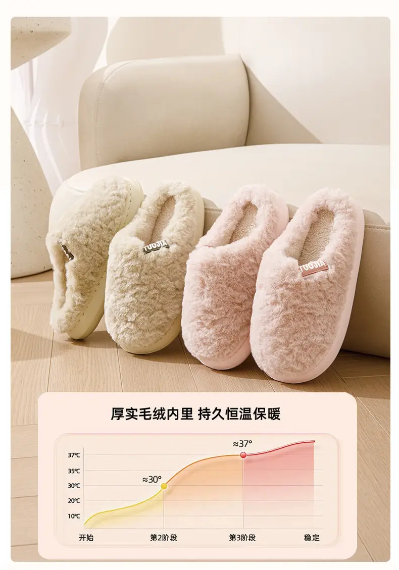 Winter Heart Slippers Velvet Warm Cotton Men's — feature 6