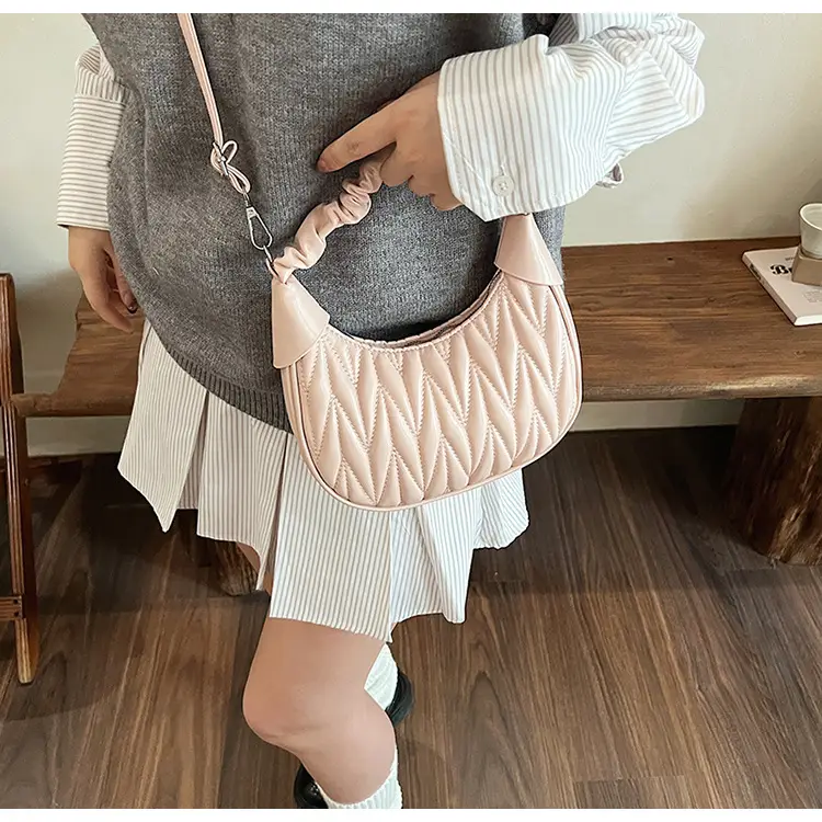 Pink Quilted Shoulder Bag for Women — feature 24